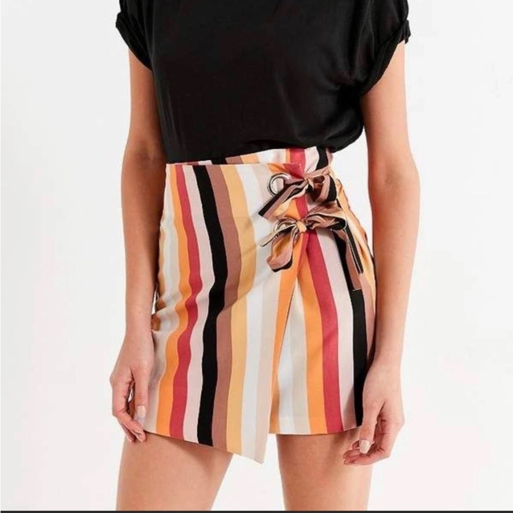 Urban Outfitters Striped Wrap Bow Skort